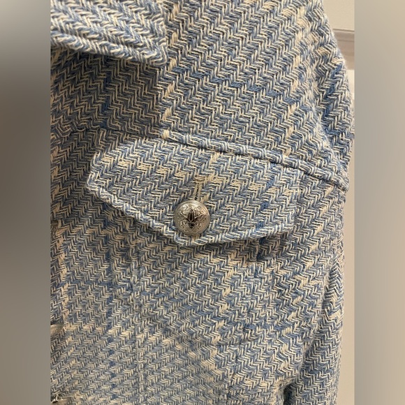 Intermix Alyssa Tweed Cotton Blue Cropped Jacket Size P NWT - Picture 4 of 8
